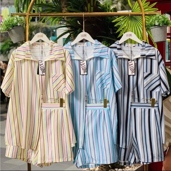 LA LUNE vintage mixed stripe Women’s 2 piece Set - Picture 10 of 10